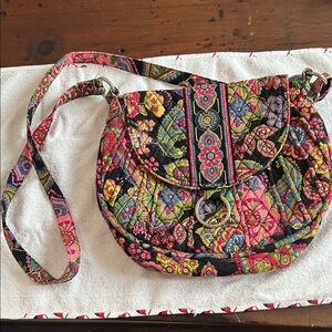 Vera Bradley Black Multi Floral Quilted Crossbody
